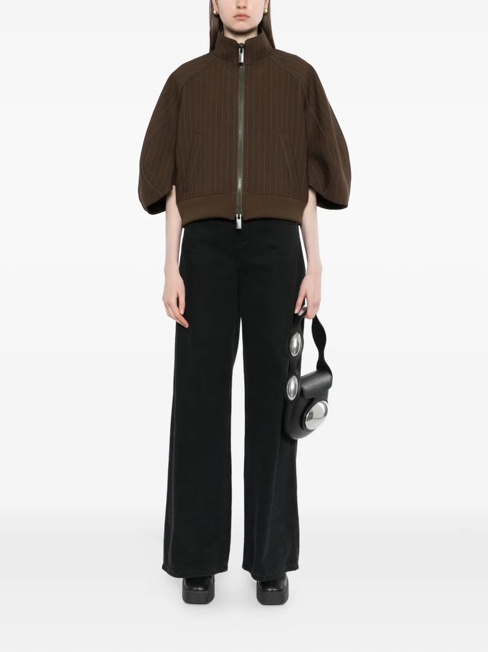  Sacai Pinstriped Jacket - Brown 