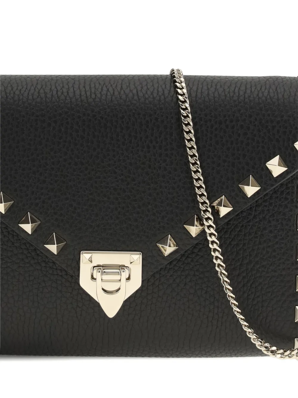 Valentino Garavani Leren rockstud portemonnee met ketting Zwart