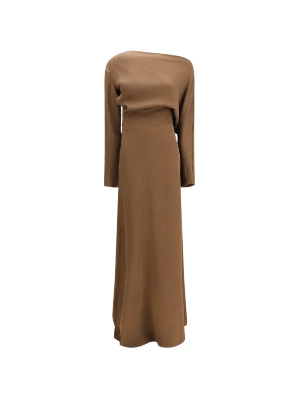 Petar Petrov Asymmetric Maxi Dress in Brown