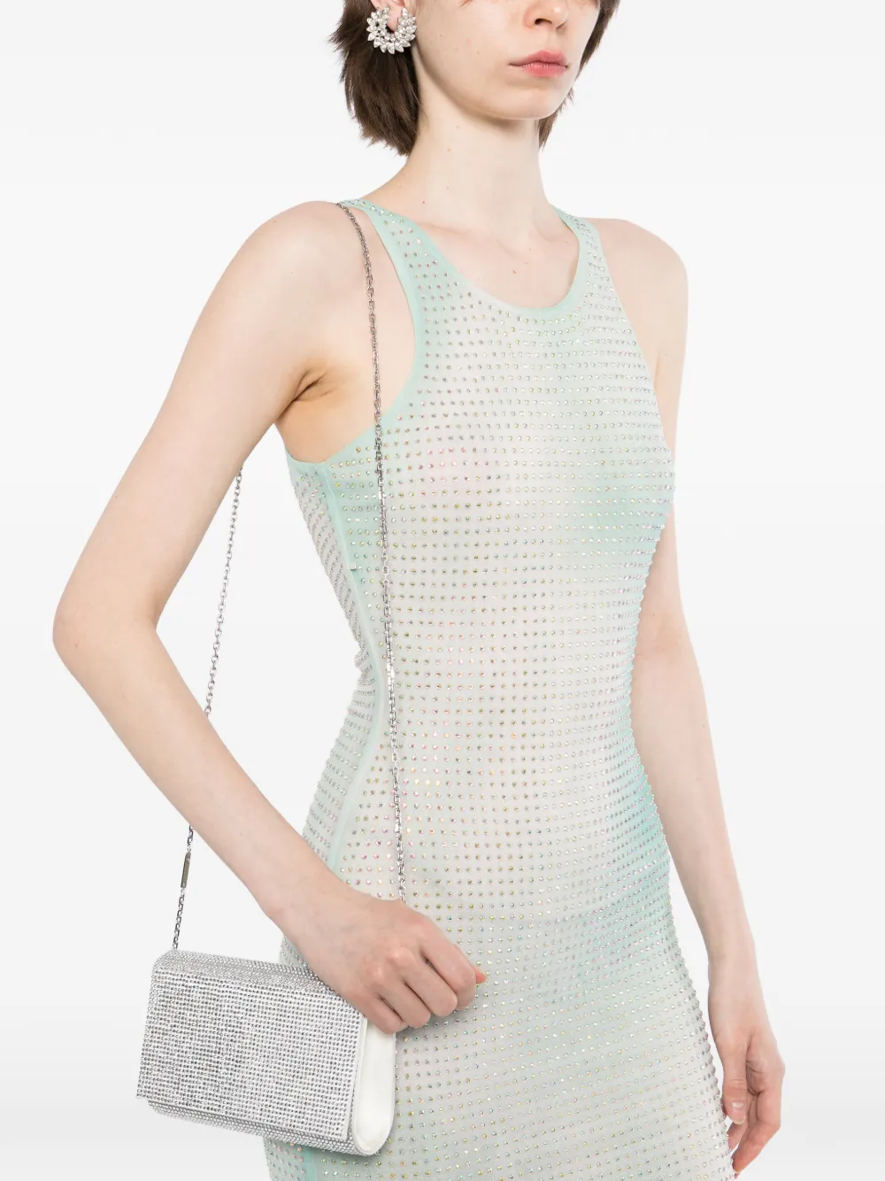 René Caovilla Clutch met kristallen Zilver