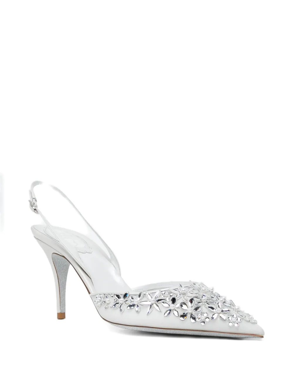 René Caovilla 80mm crystal-embellished pumps Wit