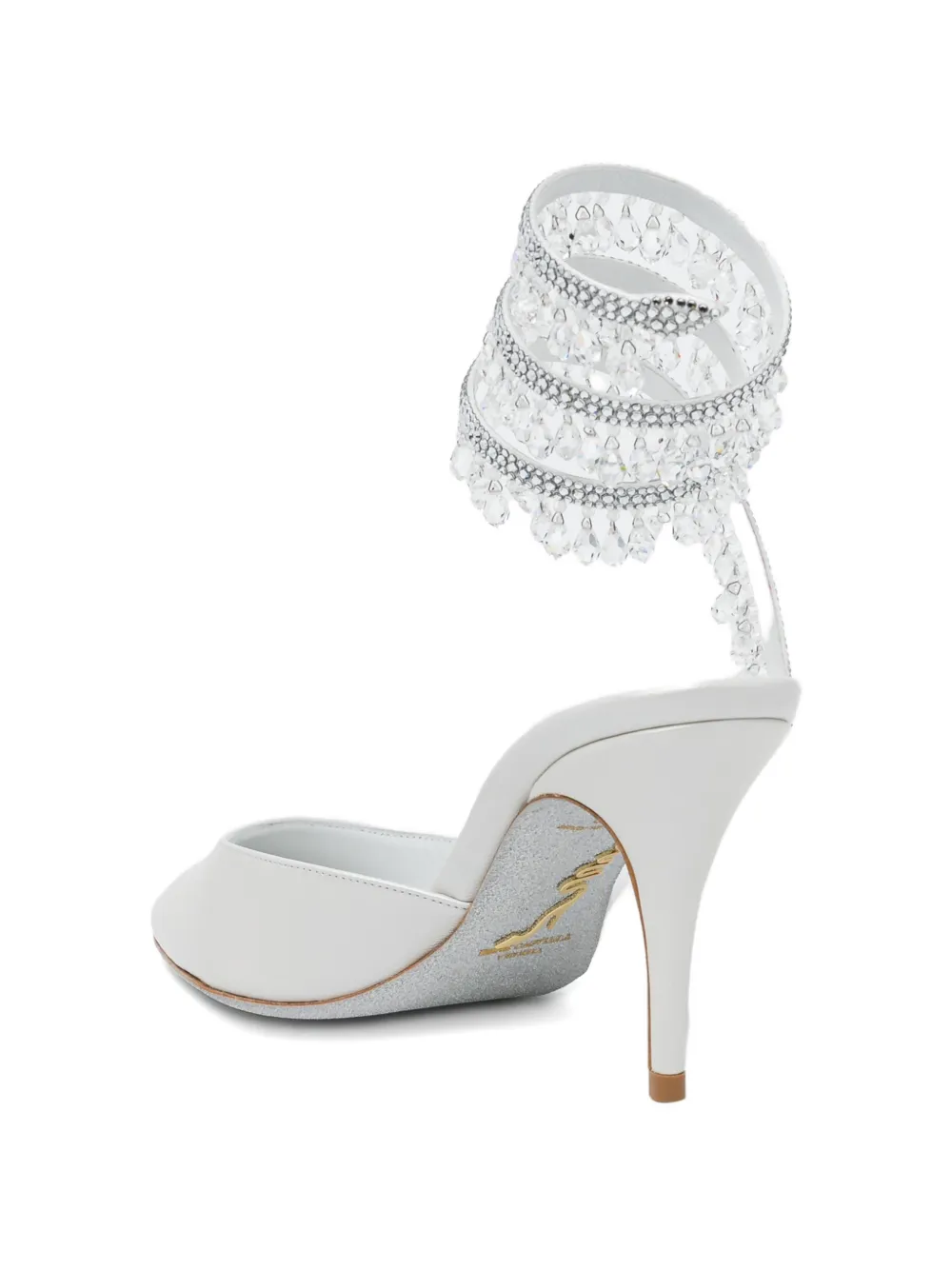 René Caovilla 80mm crystal-embellished pumps Grijs