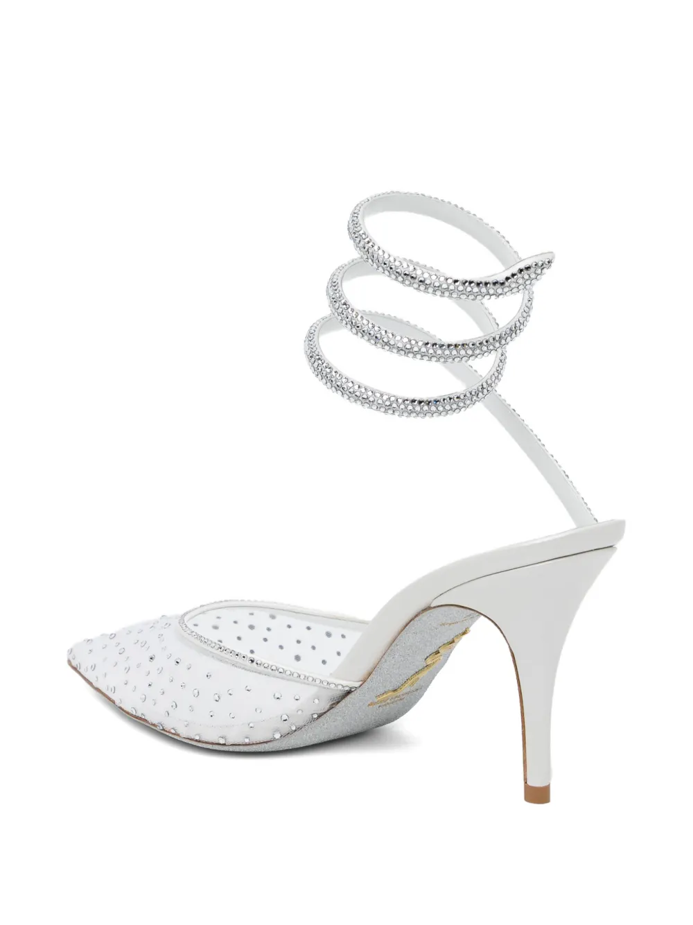 René Caovilla 80mm crystal-embellished pumps Wit