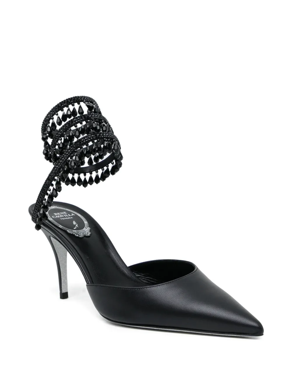 René Caovilla 80mm crystal-embellished pumps Zwart