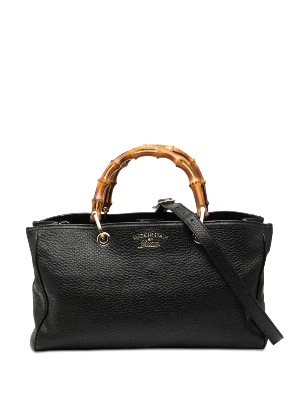 Gucci Pre-Owned Borsa shopper media in pelle di vitello e bambù 2000-2015 - Nero
