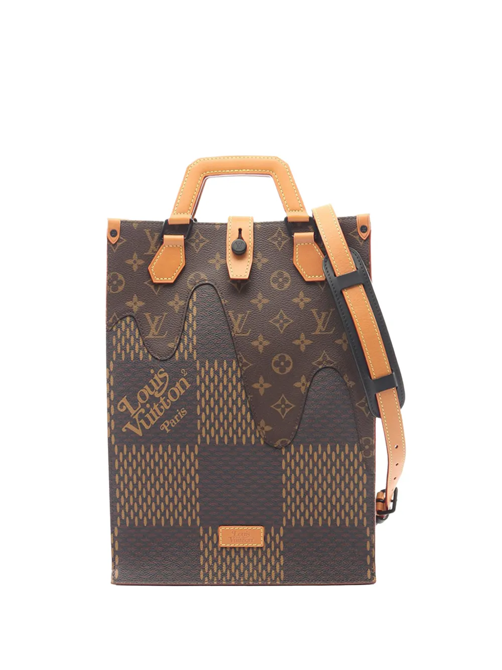 Louis Vuitton Pre-Owned Borsa a mano Nigo mini in tela Giant Damier Ébène e Monogram - Marrone