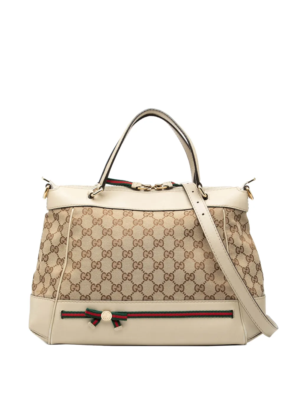 Gucci Pre-Owned Borsa a tracolla Mayfair in tela GG con decorazione Web 2000-2015 - Marrone