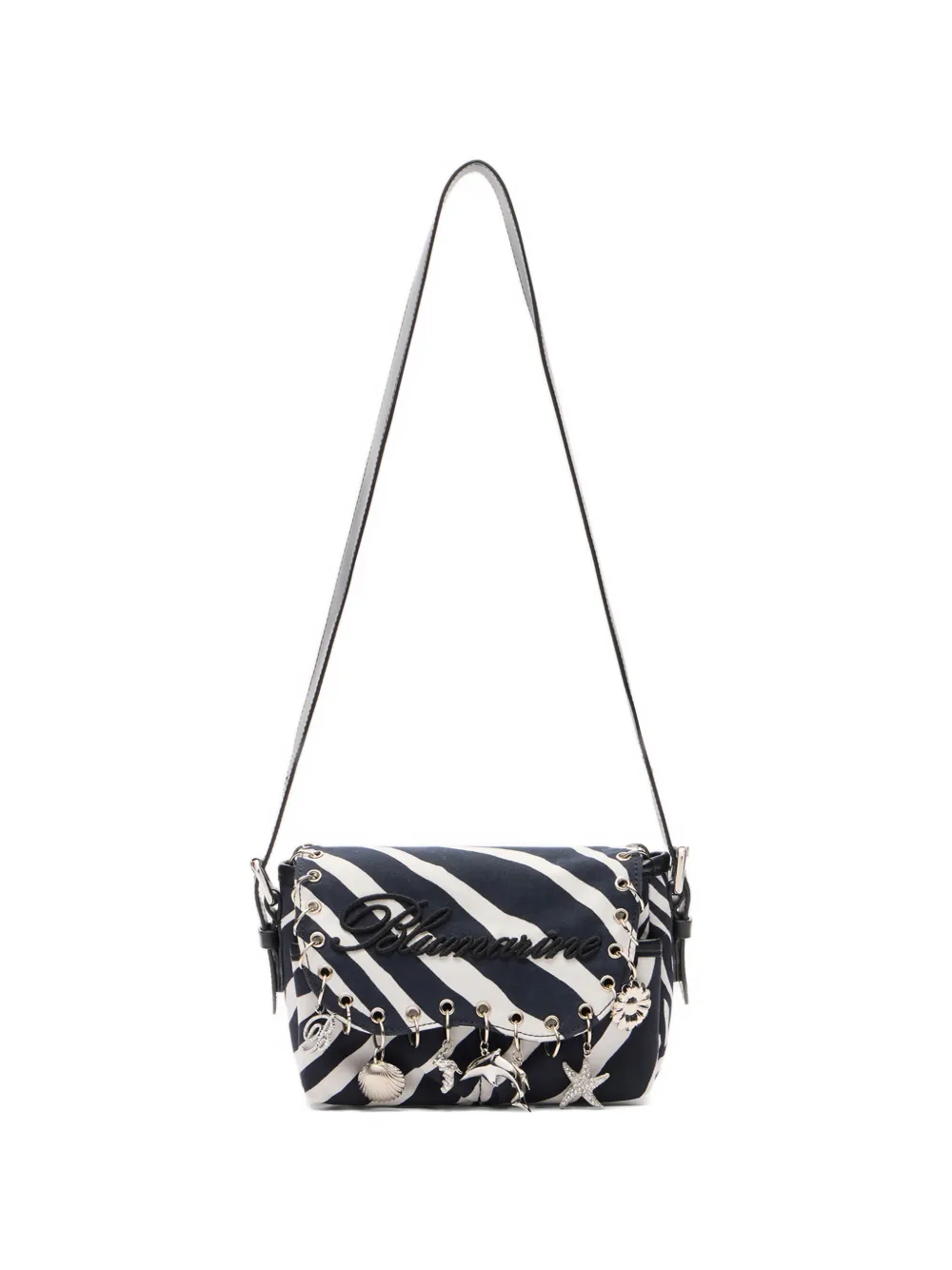 Blumarine Borsa a spalla mini a righe - Bianco