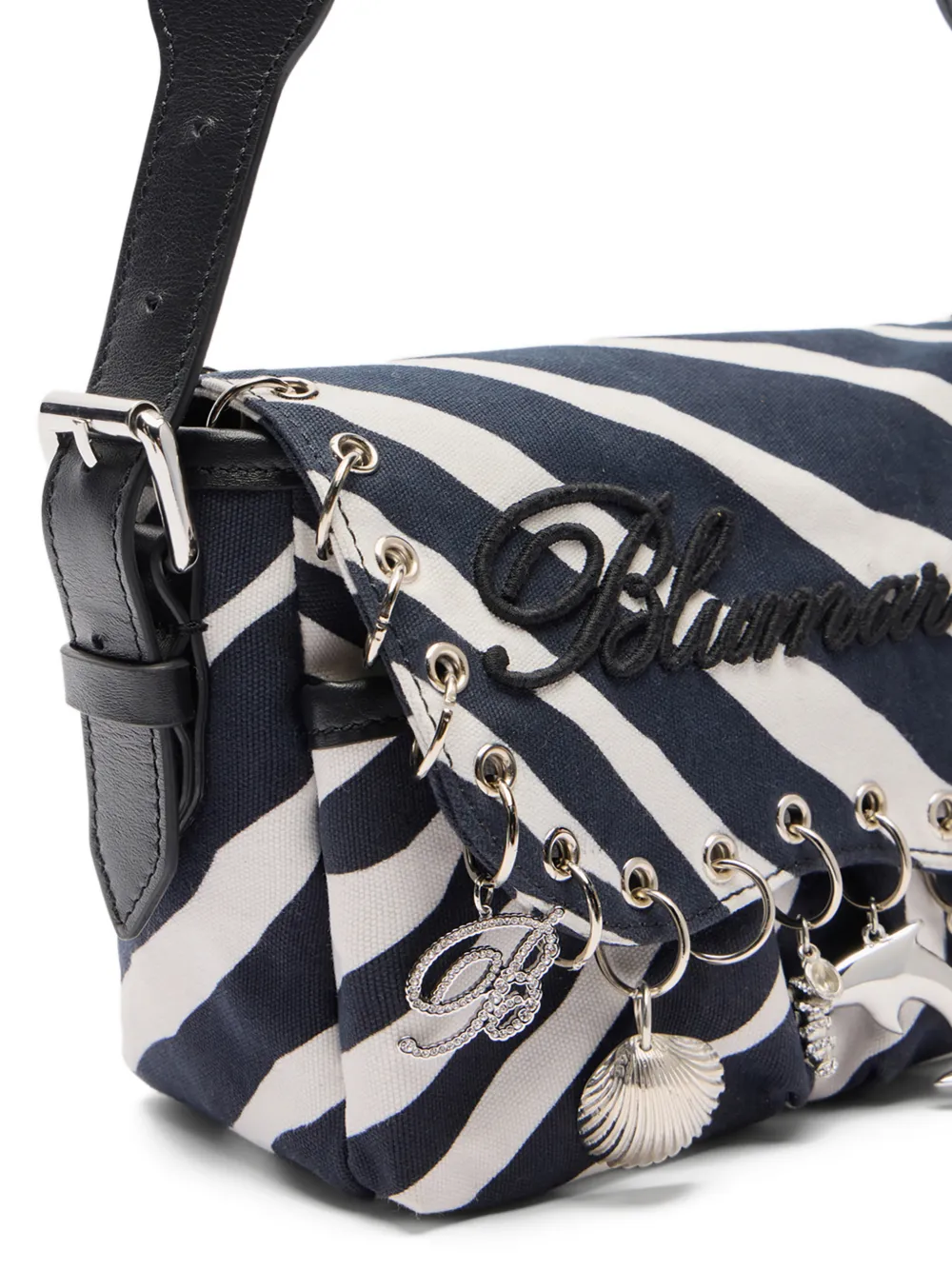 Blumarine Gestreepte mini-schoudertas Wit