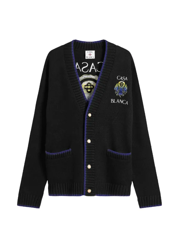Casablanca Flaming Tennis Ball Cardigan in Black