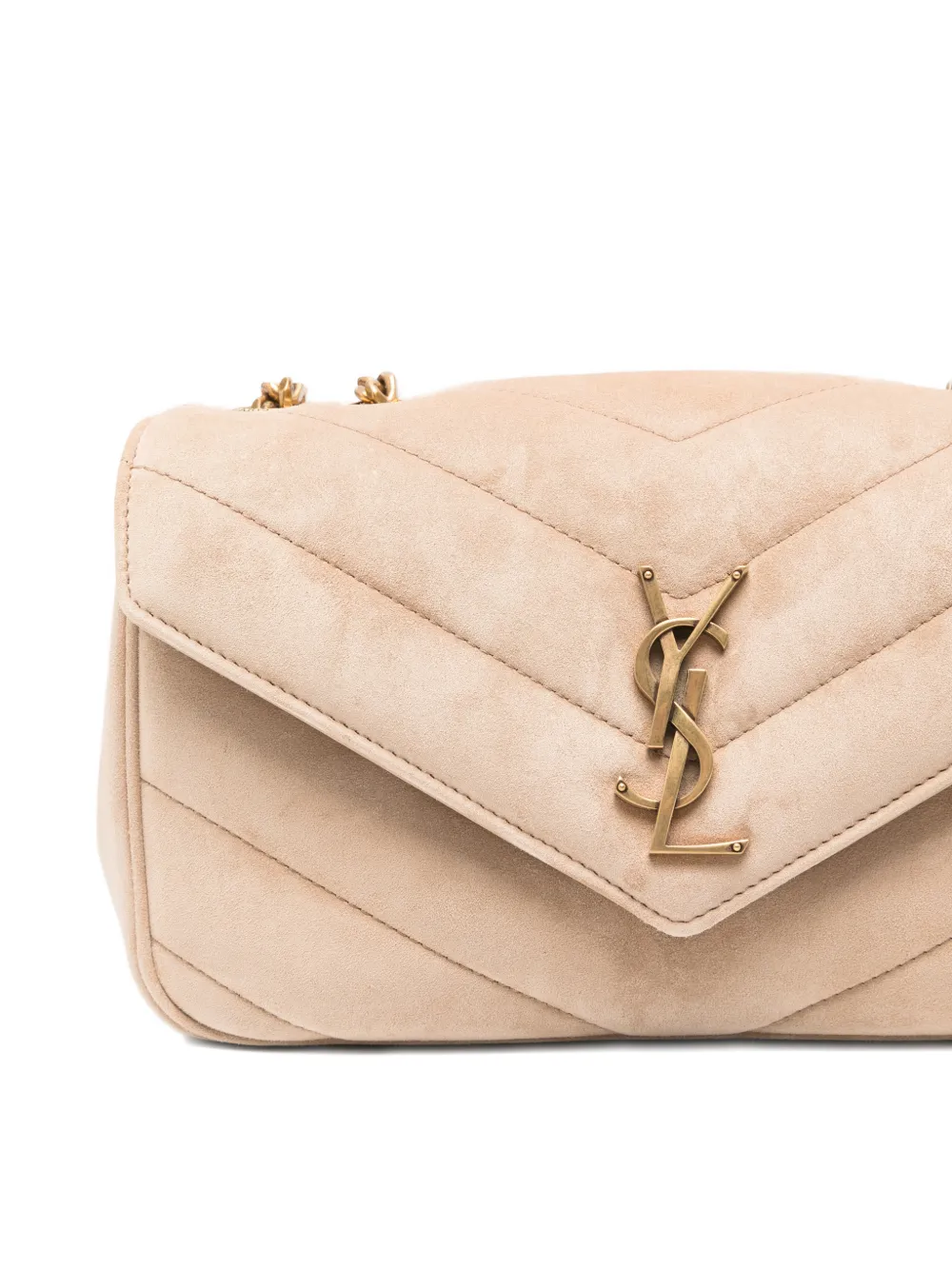 Saint Laurent Lou kleine crossbodytas met logoplakkaat Beige