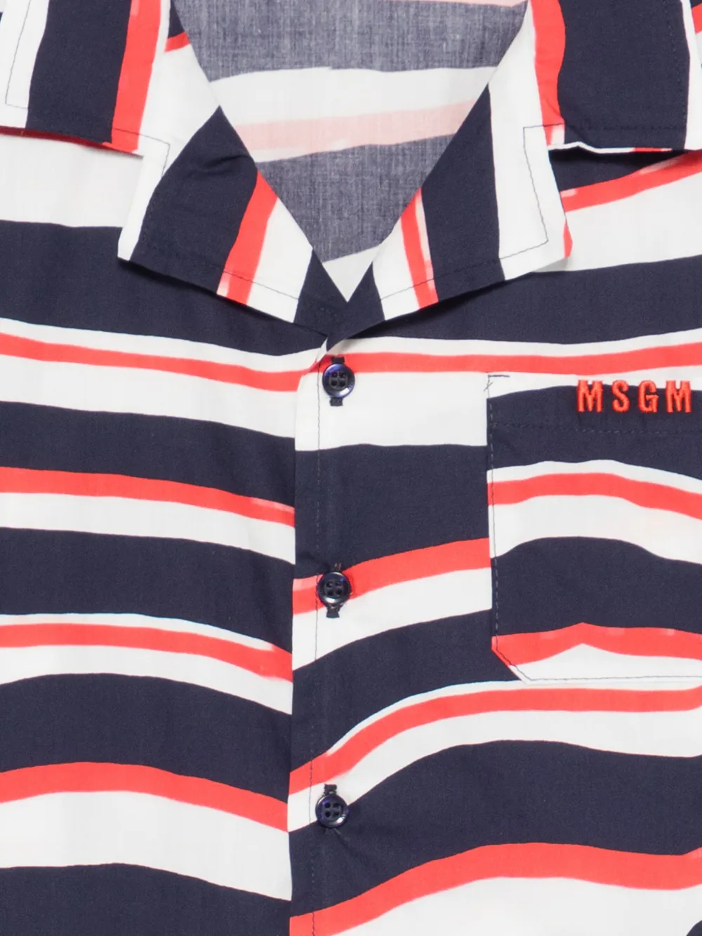  Msgm Kids Striped-pattern Shirt - Blue 