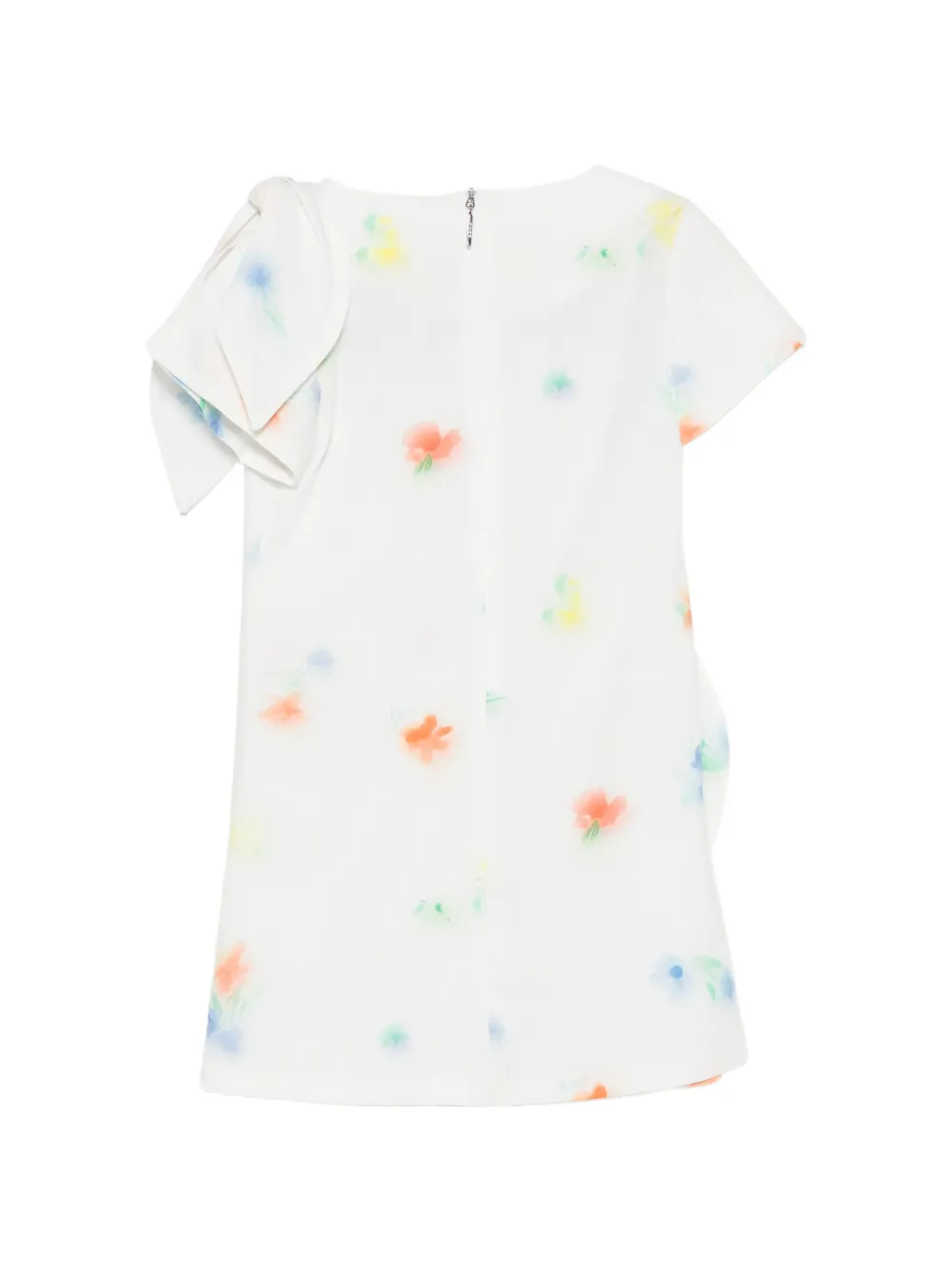 MSGM Kids Jurk met bloemenprint en strik Wit