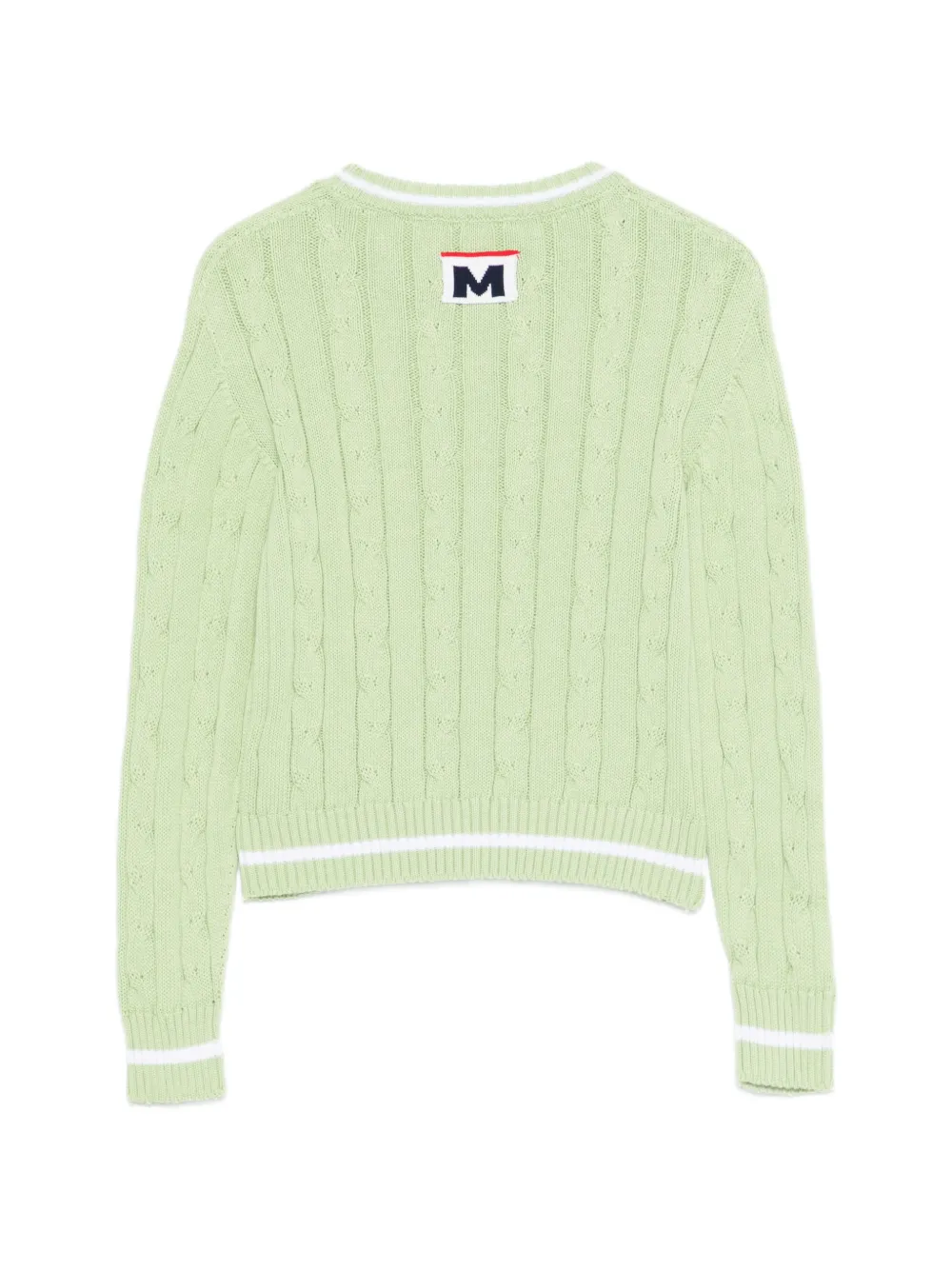  Msgm Kids Pull En Maille Torsadée à Rayures - Vert 