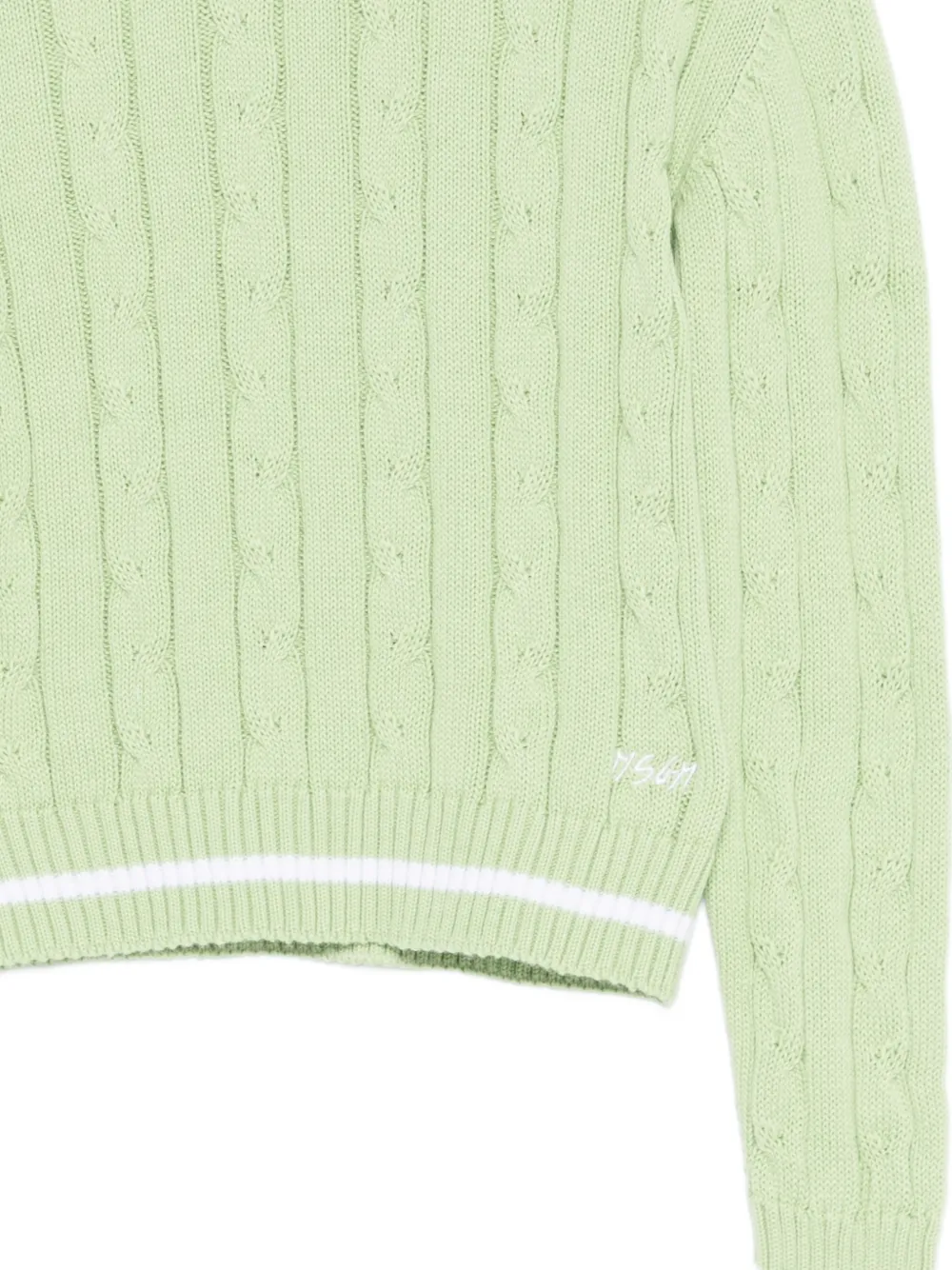  Msgm Kids Pull En Maille Torsadée à Rayures - Vert 