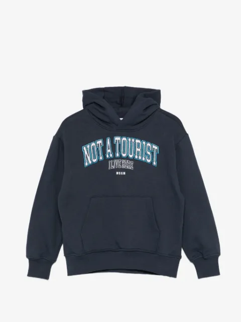 MSGM Kids slogan-embroidered hoodie