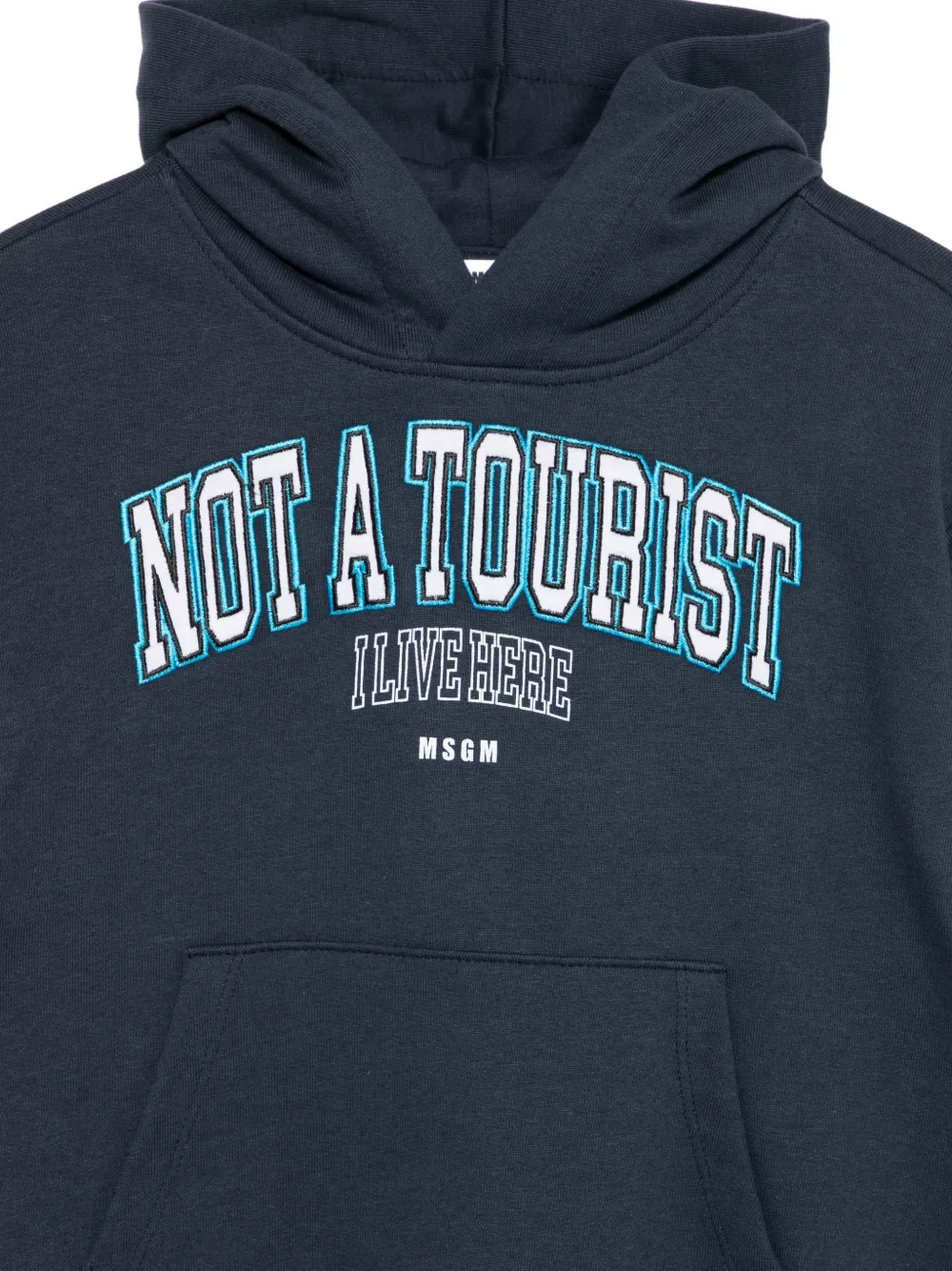MSGM Kids Hoodie met geborduurde tekst Blauw
