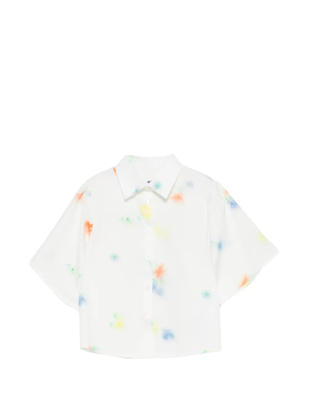 MSGM Kids Camicia a fiori con maniche corte - Bianco