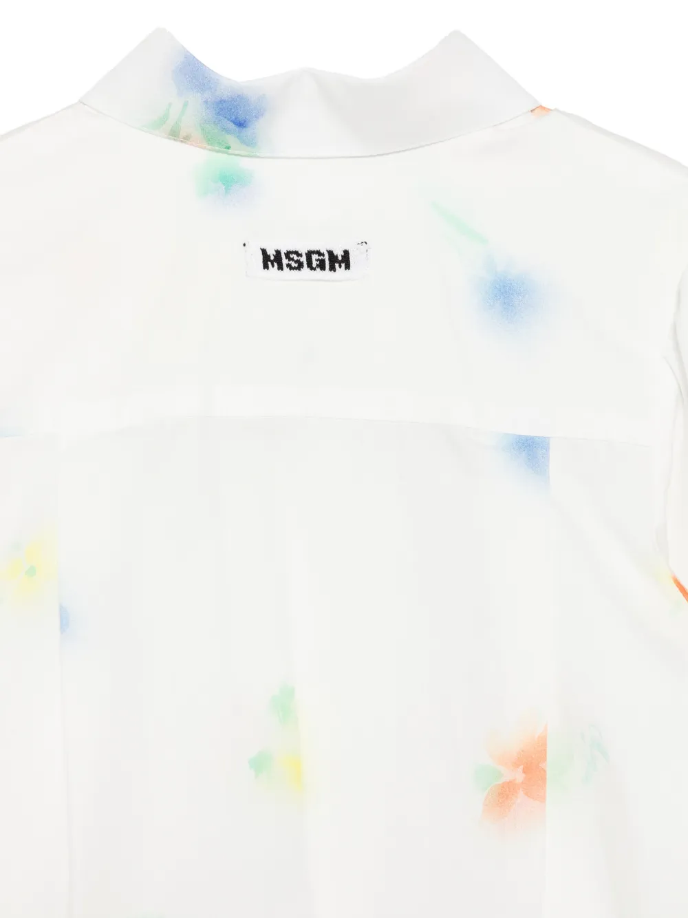 Msgm Kids Floral-print Short-sleeved Shirt - White 