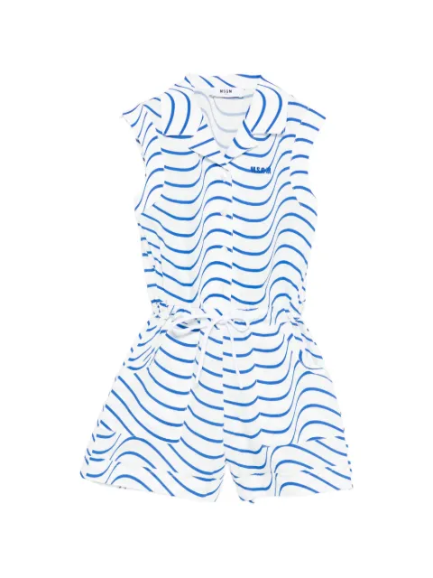MSGM Kids buttoned striped playsuit