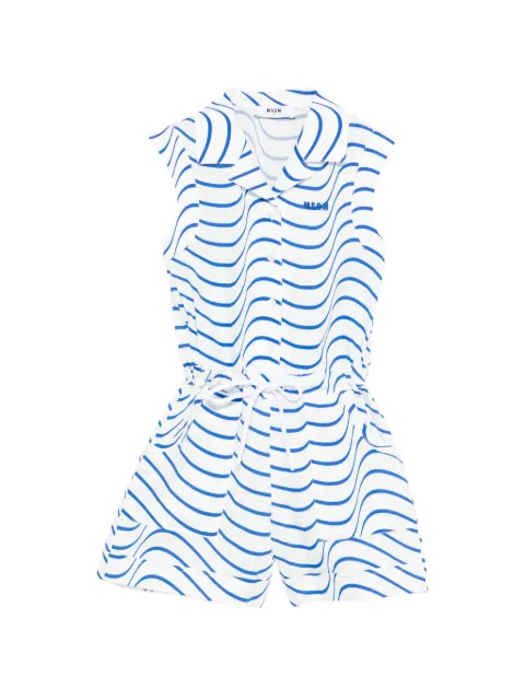 MSGM Kids buttoned striped playsuit