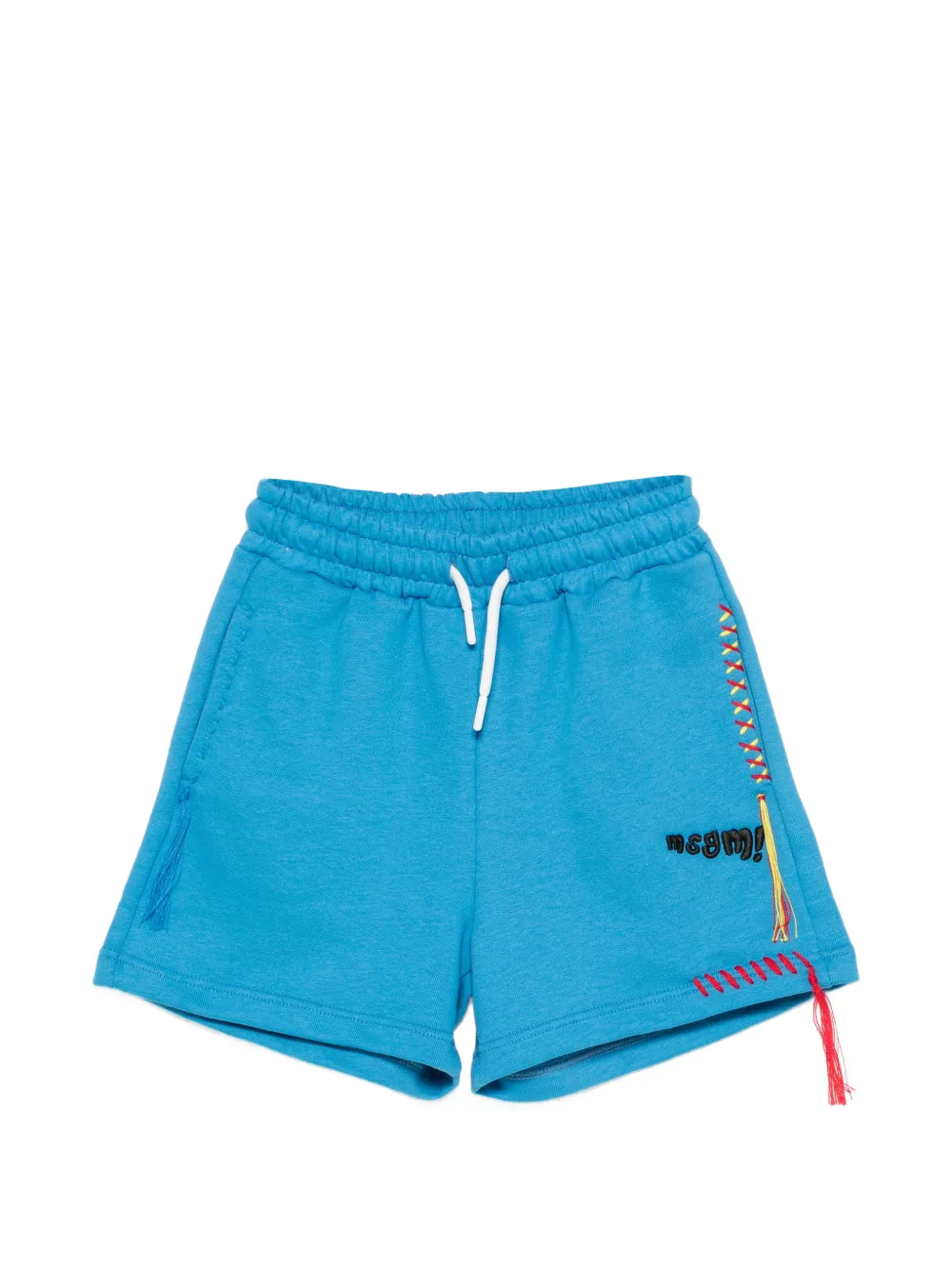 MSGM Kids logo-embroidered drawstring shorts - Blu