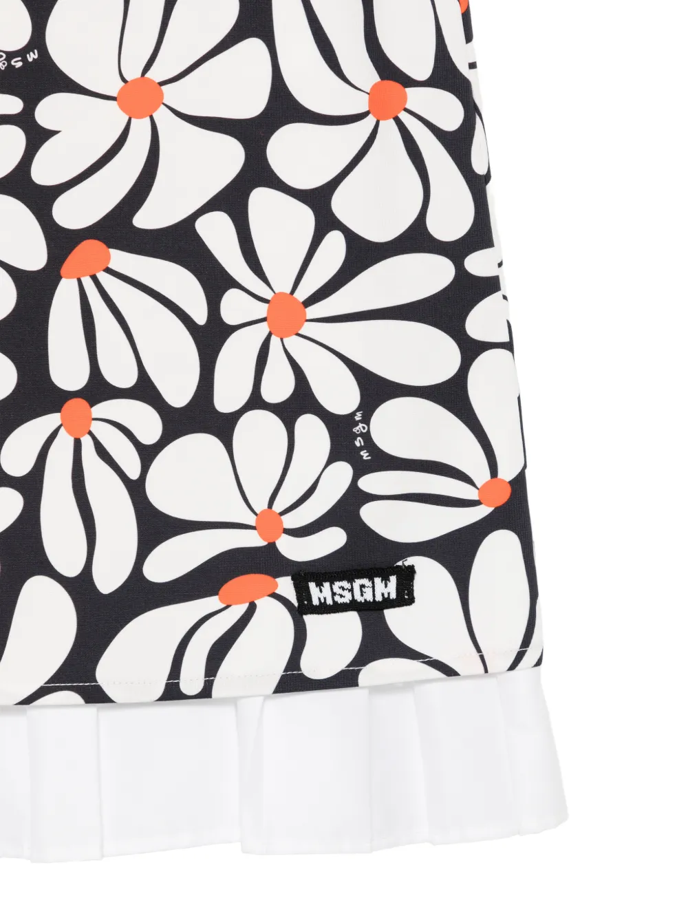 MSGM Kids Geplooide jurk met bloemenprint Wit