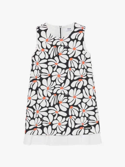 MSGM Kids vestido con estampado floral y pliegues