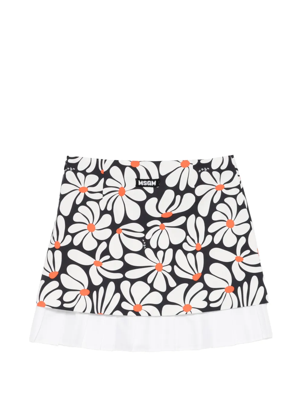 Msgm Kids Floral-print Pleated-hem Skirt - White 