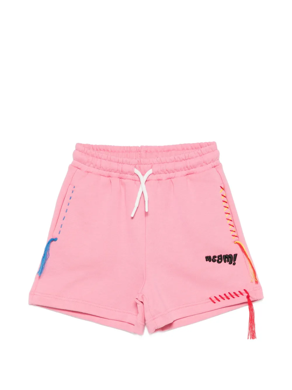 MSGM Kids Costume da bagno con coulisse e logo ricamato - Rosa