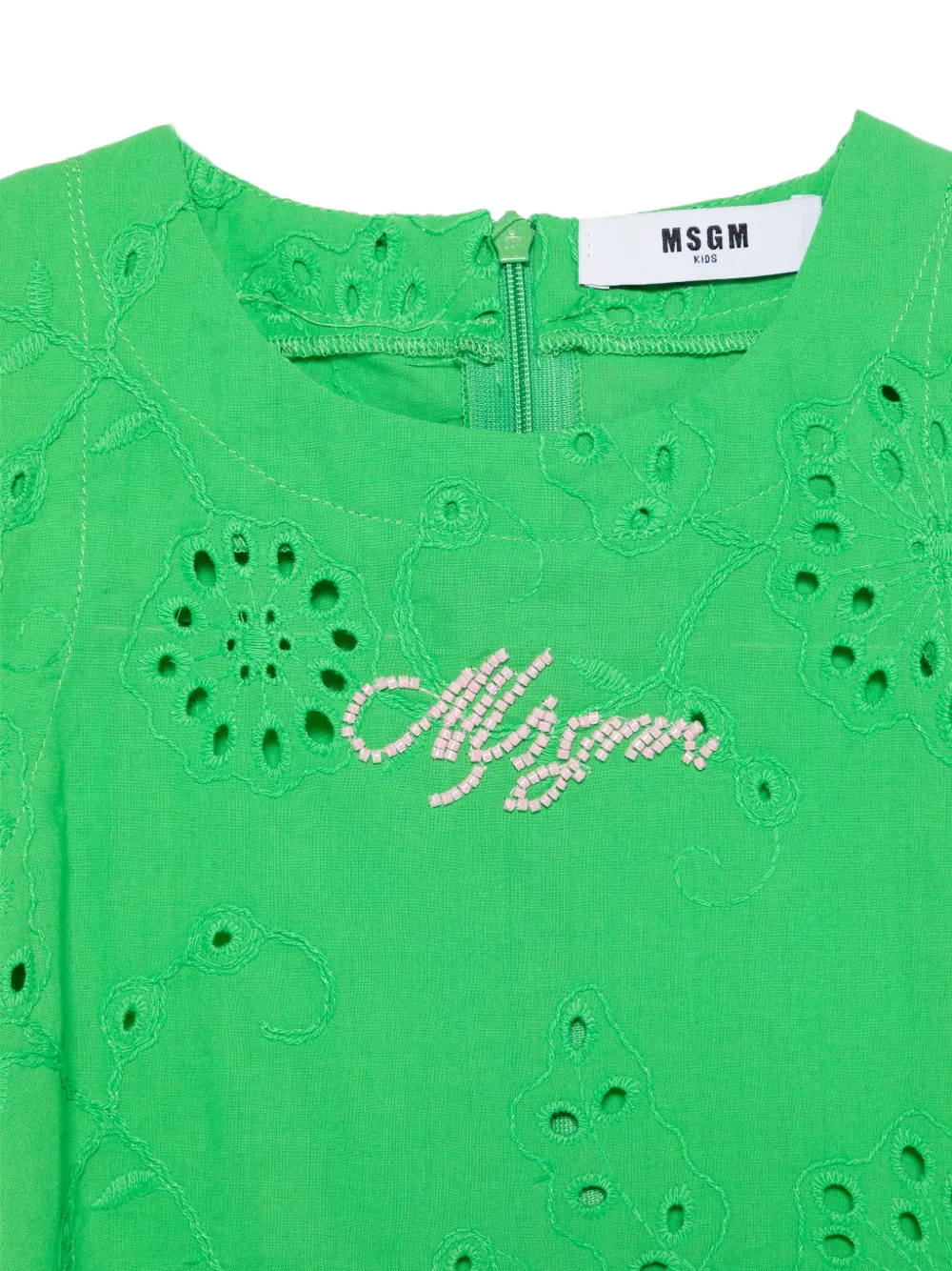  Msgm Kids Bow-detail Top - Green 