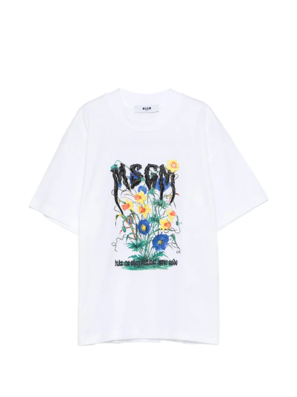 MSGM Kids floral-print T-shirt - Bianco