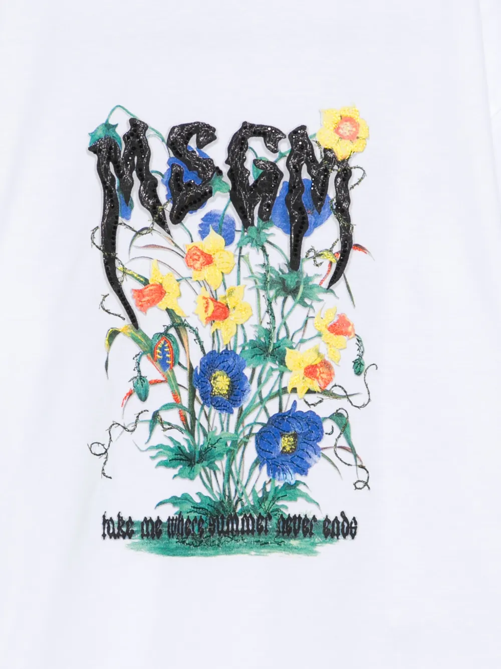 MSGM Kids T-shirt met bloemenprint Wit