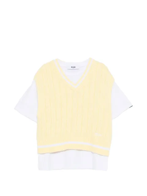MSGM Kids cable-knit layered T-shirt