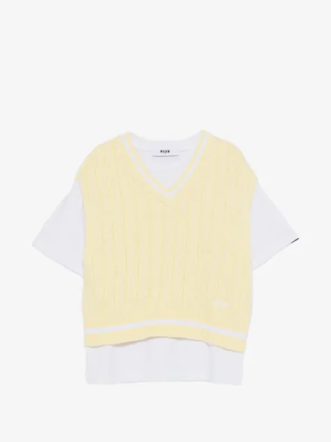 MSGM Kids cable-knit layered T-shirt