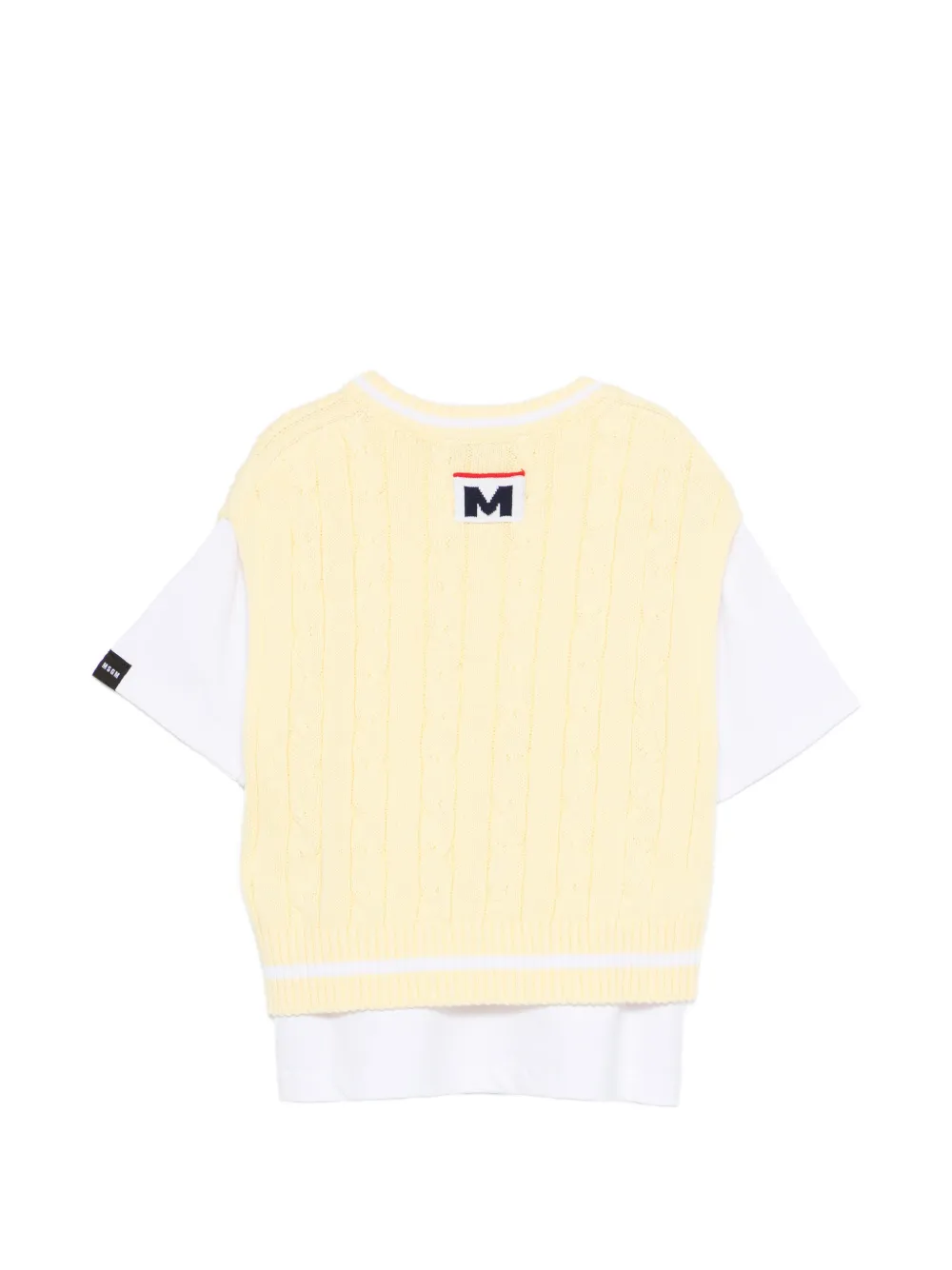 MSGM Kids Kabelgebreid gelaagd T-shirt Wit