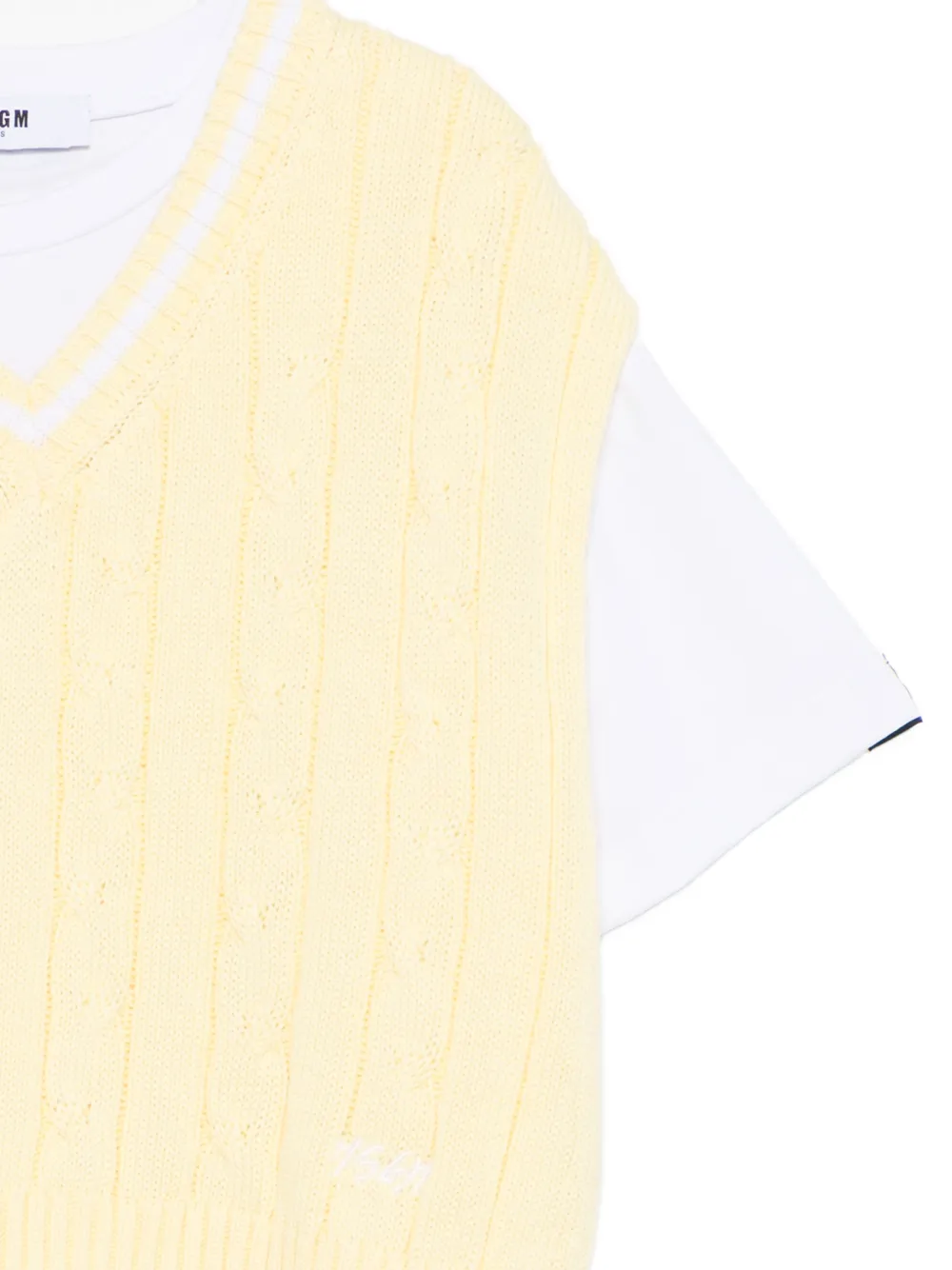MSGM Kids Kabelgebreid gelaagd T-shirt Wit