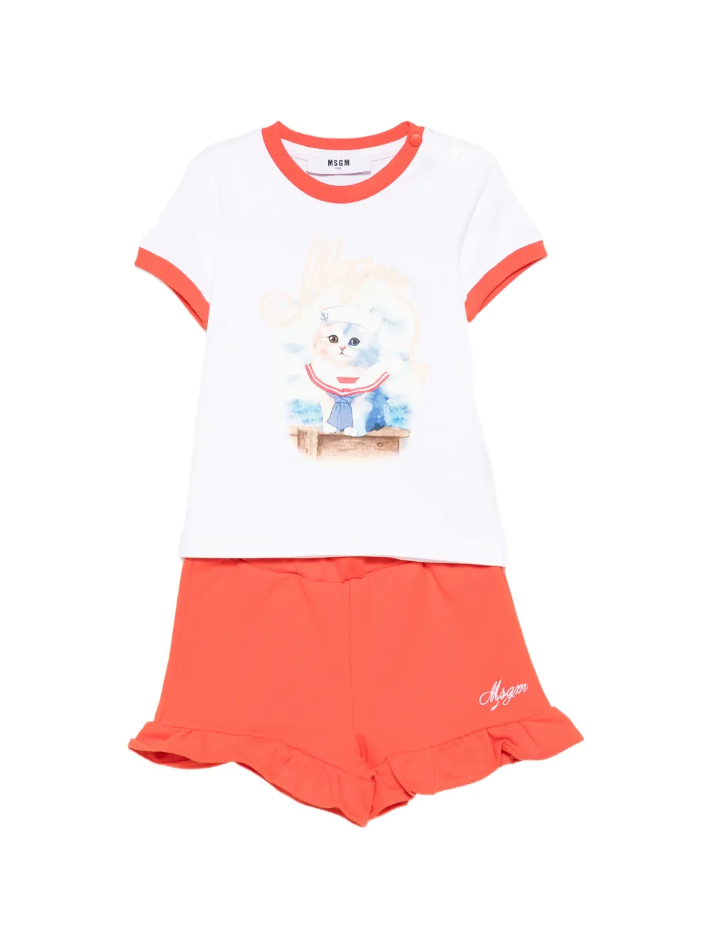 MSGM Kids Set con shorts in cotone - Arancione