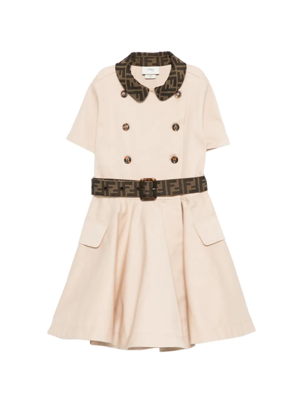 Fendi Kids button-fastening belted dress - Toni neutri