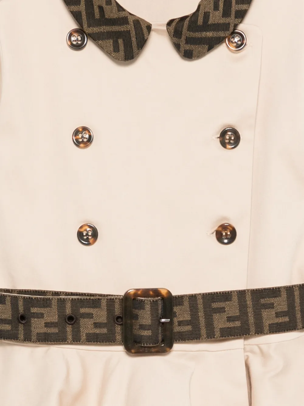  Fendi Kids Button-fastening Belted Dress - Neutrals 