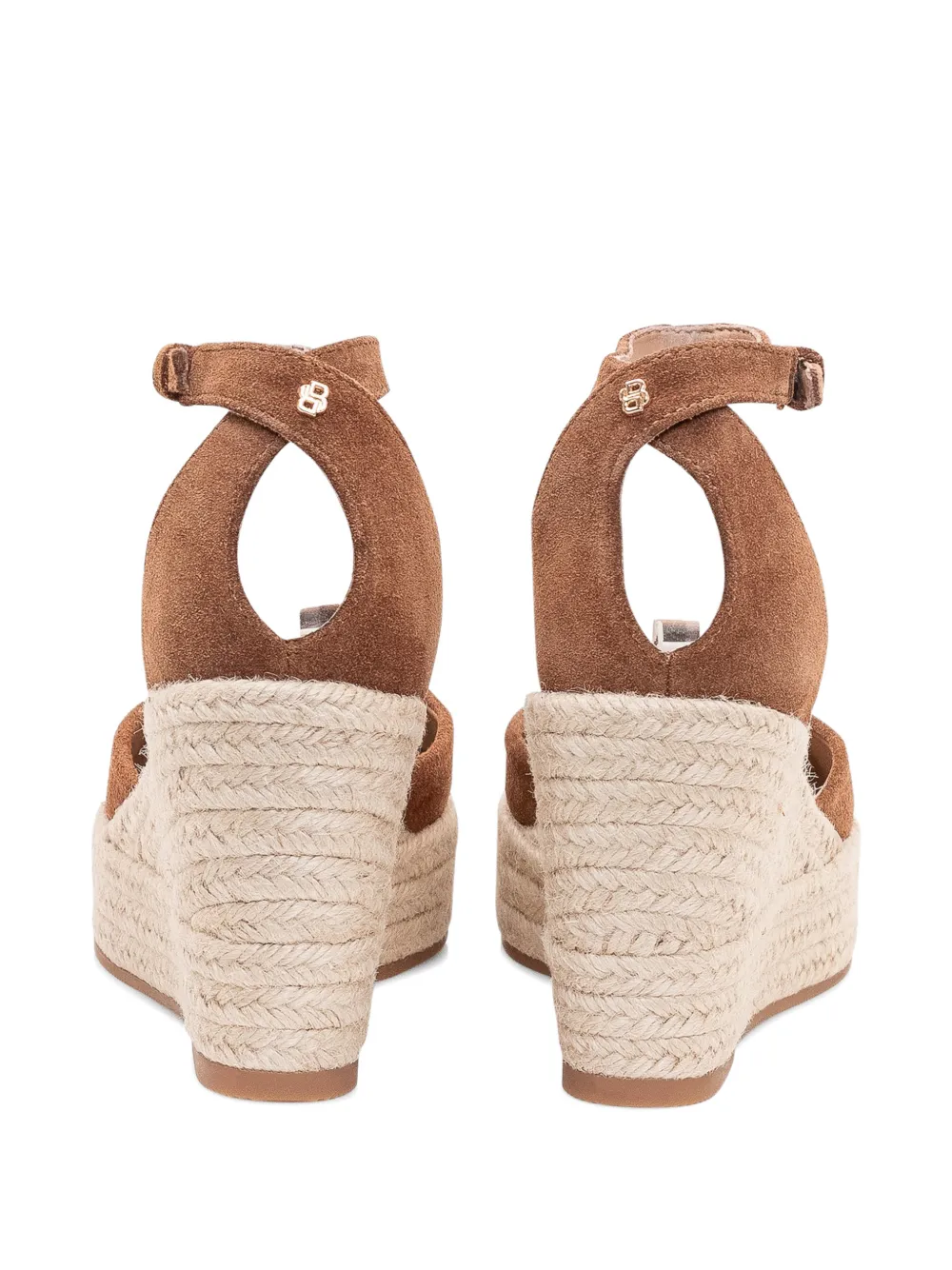 BOSS Suède sandalen met sleehak Bruin