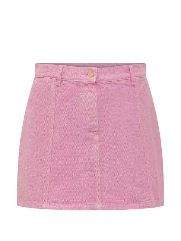 Casablanca Monogram Denim Skirt in Pink
