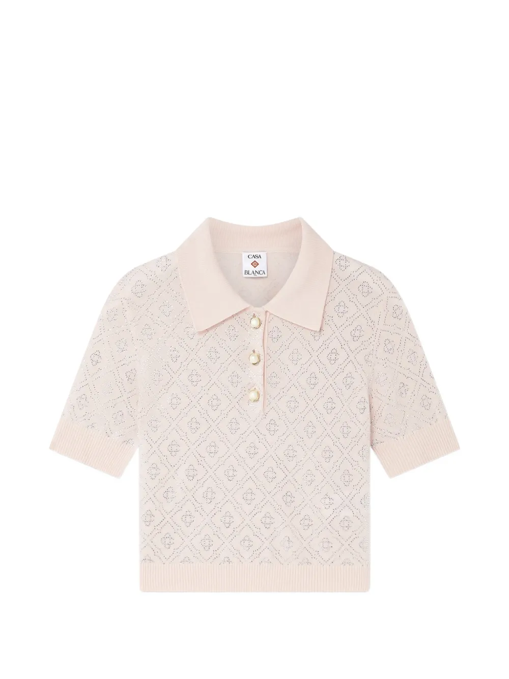 Casablanca monogram-studded polo top - Rosa
