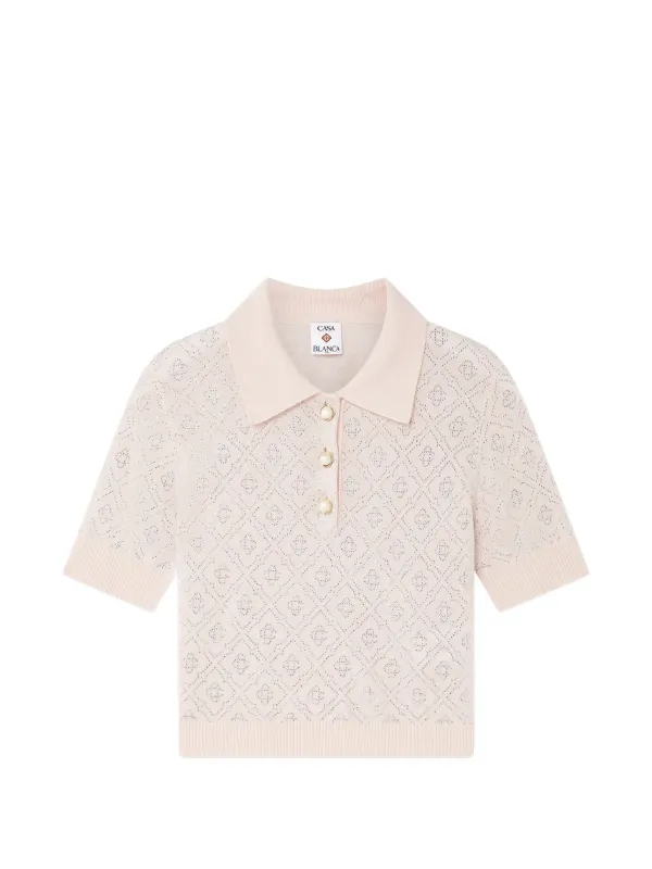 Casablanca Monogram-studded Polo Top in Pink