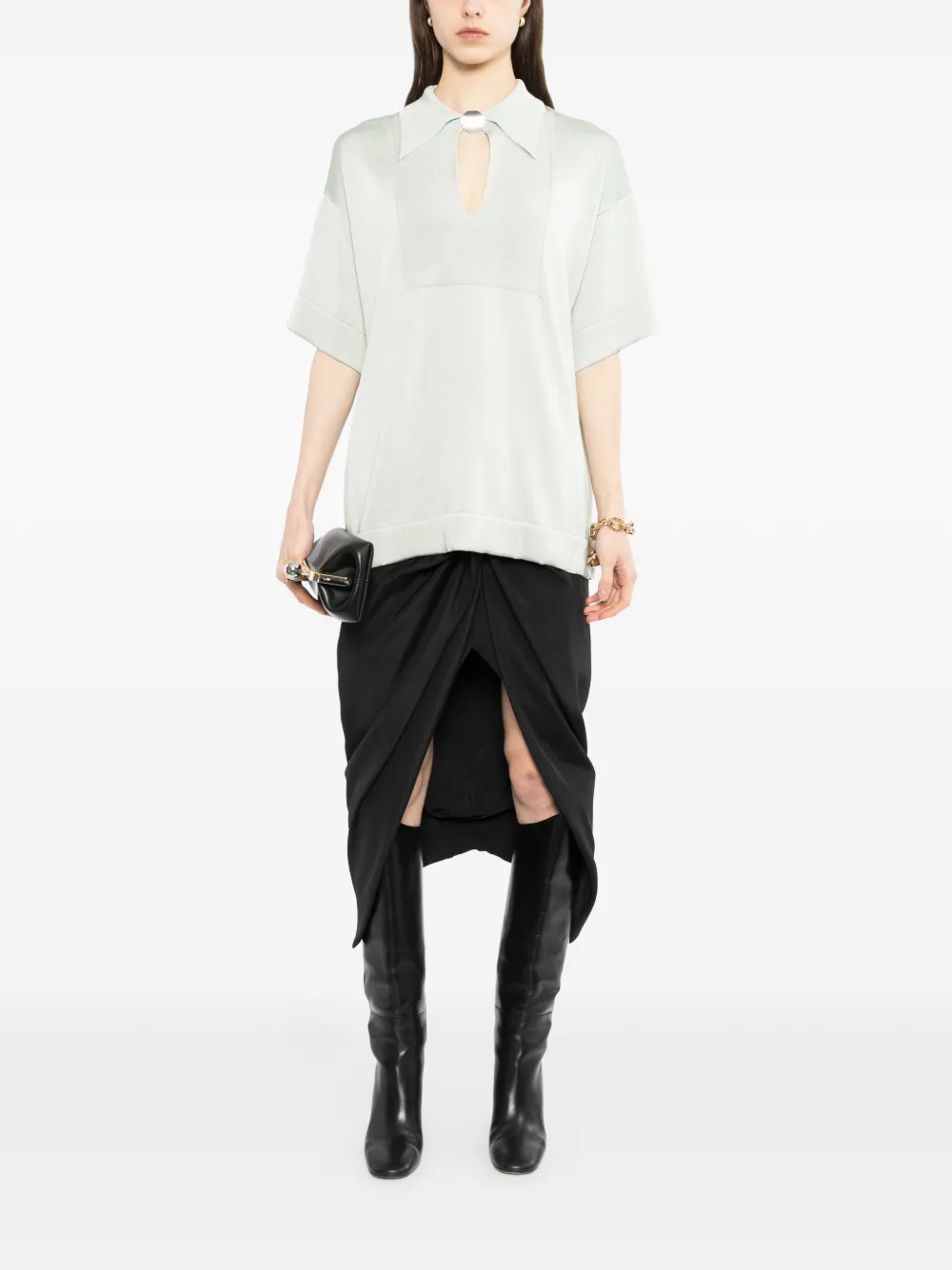 Jil Sander Pin Polo Top - Green 