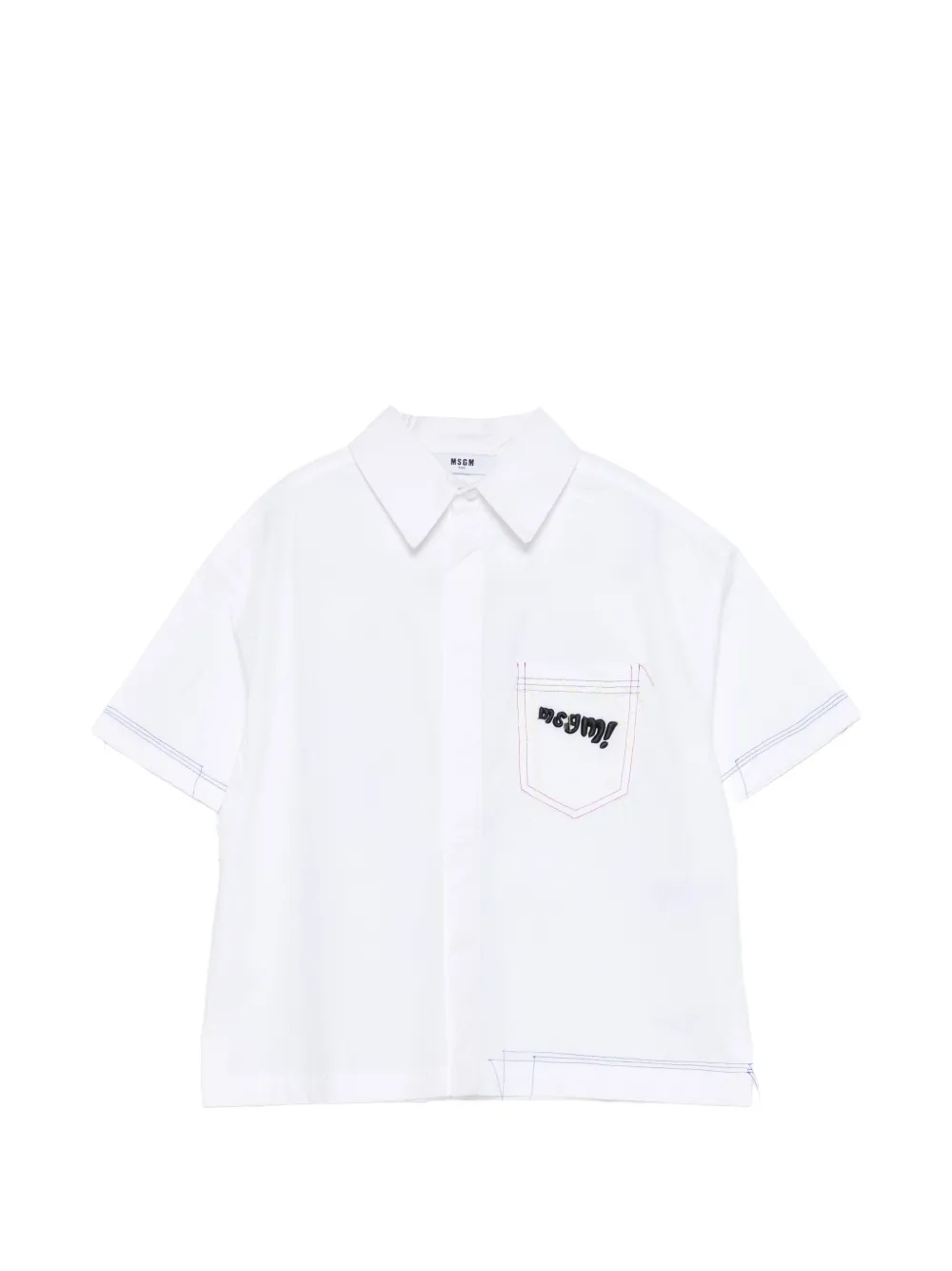 MSGM Kids pocket embroidered shirt - White