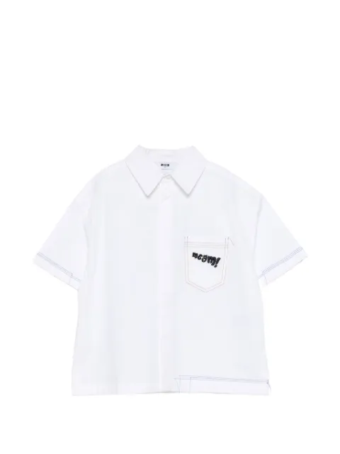 MSGM Kids pocket embroidered shirt
