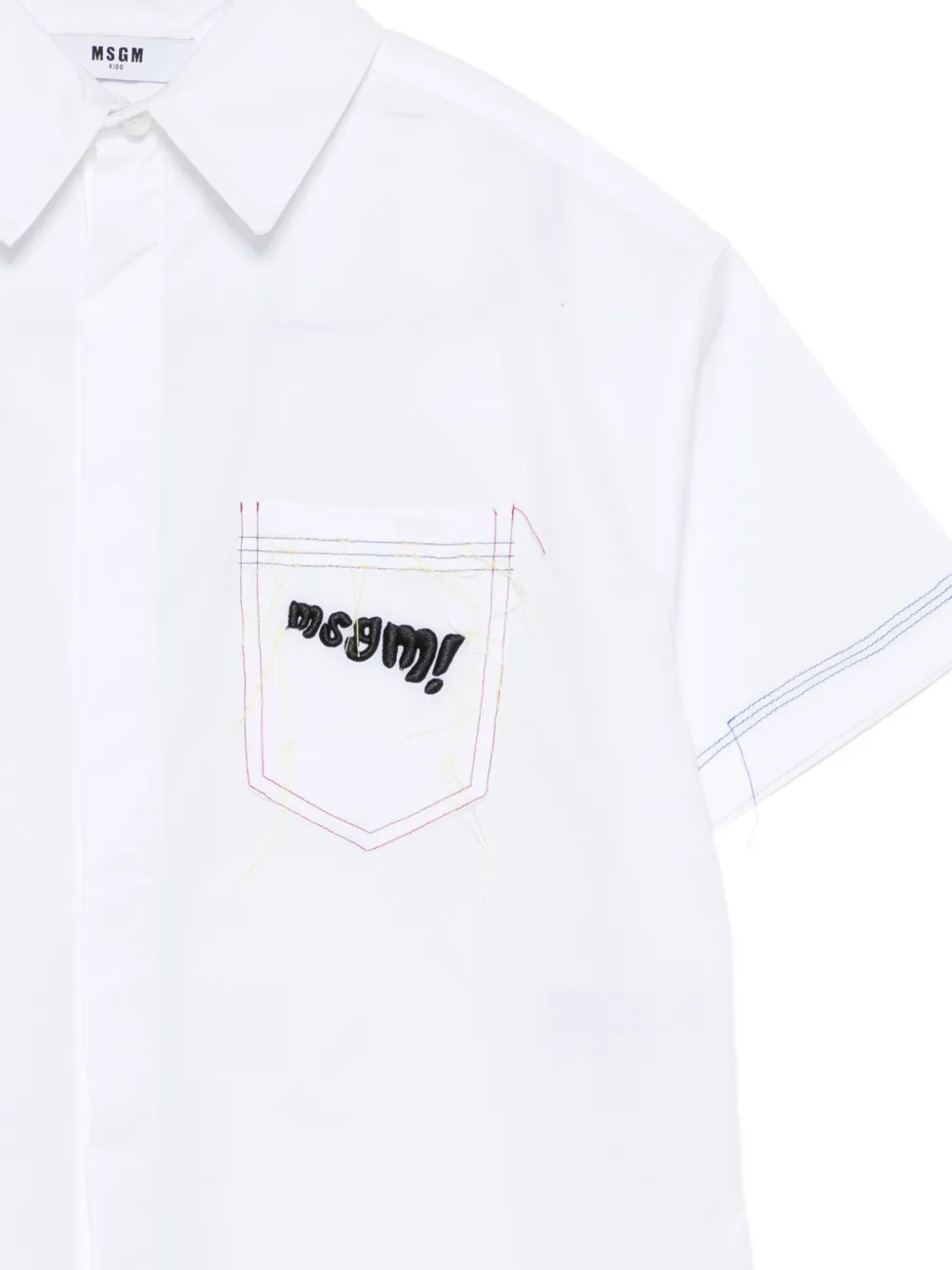  Msgm Kids Pocket Embroidered Shirt - White 