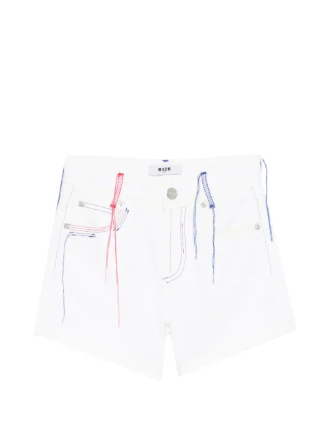 MSGM Kids raw-hem embroidered shorts