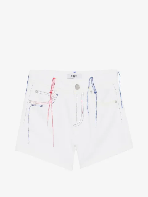 MSGM Kids raw-hem embroidered shorts